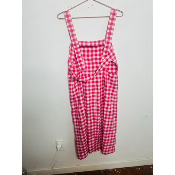 FINDERS KEEPERS Pink White Gingham Check Sleeveless Gigi Midi Dress Size US 10 - Picture 3 of 16